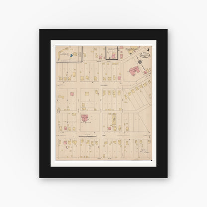 Old map wall art mockup — black gallery frame with white mat — Sanborn Fire Insurance Map from Grove City, Franklin County, Ohio (1922), Sheet #0004
