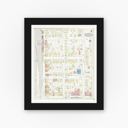 Old map wall art mockup — black gallery frame with white mat — Sanborn Fire Insurance Map from Murphysboro, Jackson County, Illinois (1914), Sheet #0002