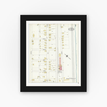 Old map wall art mockup — black gallery frame with white mat — Sanborn Fire Insurance Map from Duncannon, Perry County, Pennsylvania (1911), Sheet #0007