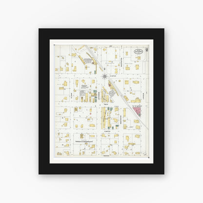 Old map wall art mockup — black gallery frame with white mat — Sanborn Fire Insurance Map from Bethany, Moultrie County, Illinois (1901), Sheet #0002