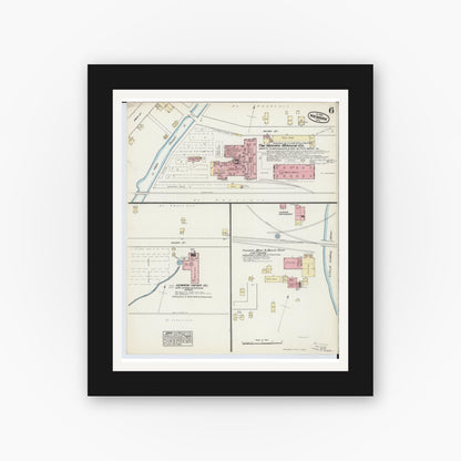 Old map wall art mockup — black gallery frame with white mat — Sanborn Fire Insurance Map from Newark, Licking County, Ohio (1884), Sheet #0006