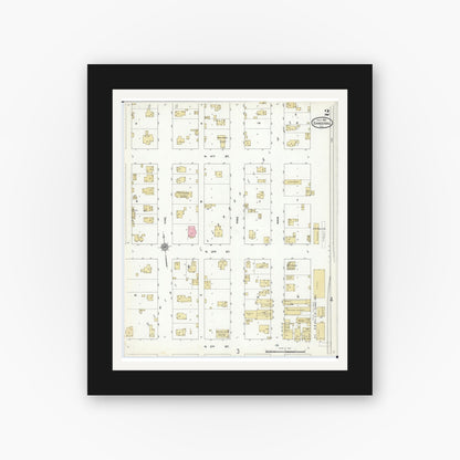 Old map wall art mockup — black gallery frame with white mat — Sanborn Fire Insurance Map from Sandoval, Marion County, Illinois (1912), Sheet #0002