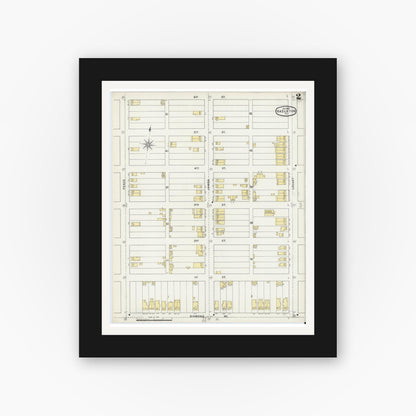 Old map wall art mockup — black gallery frame with white mat — Sanborn Fire Insurance Map from Hazleton, Luzerne County, Pennsylvania (1895), Sheet #0002