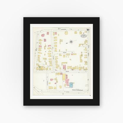Old map wall art mockup — black gallery frame with white mat — Sanborn Fire Insurance Map from Ossining, Westchester County, New York (1903), Sheet #0010