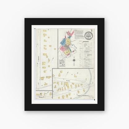 Old map wall art mockup — black gallery frame with white mat — Sanborn Fire Insurance Map from Geneva, Ashtabula County, Ohio (1911) - Complete Map Set