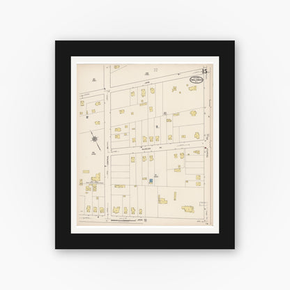 Old map wall art mockup — black gallery frame with white mat — Sanborn Fire Insurance Map from Englewood, Bergen County, New Jersey (1922), Sheet #0015