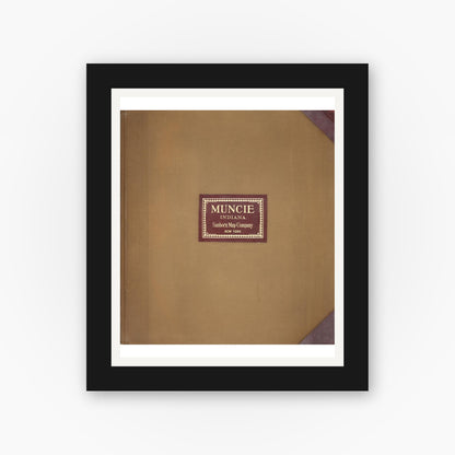 Old map wall art mockup — black gallery frame with white mat — Sanborn Fire Insurance Map from Muncie, Delaware County, Indiana (1950), Sheet #0001