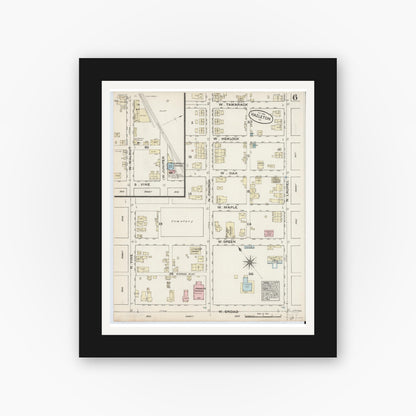 Old map wall art mockup — black gallery frame with white mat — Sanborn Fire Insurance Map from Hazleton, Luzerne County, Pennsylvania (1884), Sheet #0006