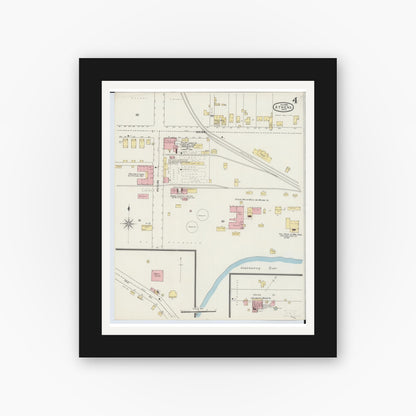 Old map wall art mockup — black gallery frame with white mat — Sanborn Fire Insurance Map from Athens, Athens County, Ohio (1895), Sheet #0004