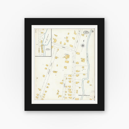 Old map wall art mockup — black gallery frame with white mat — Sanborn Fire Insurance Map from Liberty, Sullivan County, New York (1904), Sheet #0003