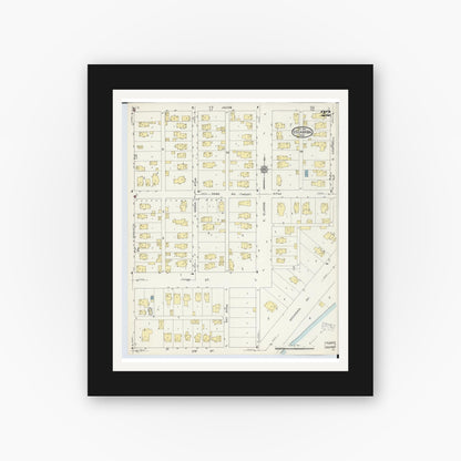 Old map wall art mockup — black gallery frame with white mat — Sanborn Fire Insurance Map from Escanaba, Delta County, Michigan (1913), Sheet #0022