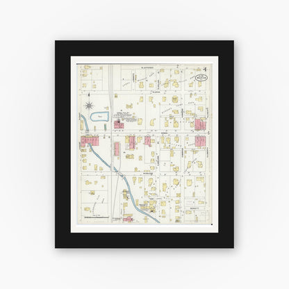 Old map wall art mockup — black gallery frame with white mat — Sanborn Fire Insurance Map from Marion, Williamson County, Illinois (1906), Sheet #0004