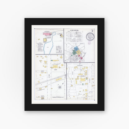 Old map wall art mockup — black gallery frame with white mat — Sanborn Fire Insurance Map from Fayette, Howard County, Missouri (1902) - Complete Map Set