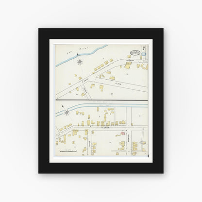Old map wall art mockup — black gallery frame with white mat — Sanborn Fire Insurance Map from Danville, Independent Cities, Virginia (1894), Sheet #0007