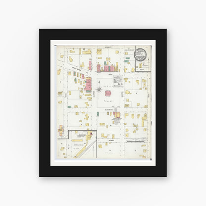 Old map wall art mockup — black gallery frame with white mat — Sanborn Fire Insurance Map from Stockbridge, Ingham County, Michigan (1899), Sheet #0001