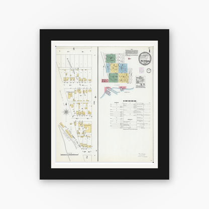 Old map wall art mockup — black gallery frame with white mat — Sanborn Fire Insurance Map from Two Harbors, Lake County, Minnesota (1901) - Complete Map Set
