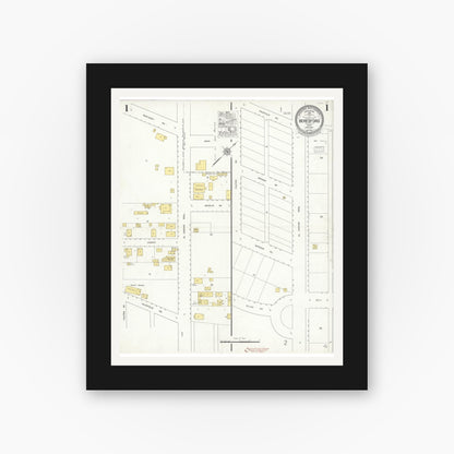Old map wall art mockup — black gallery frame with white mat — Sanborn Fire Insurance Map from Beresford, San Mateo County, California (1927), Sheet #0001