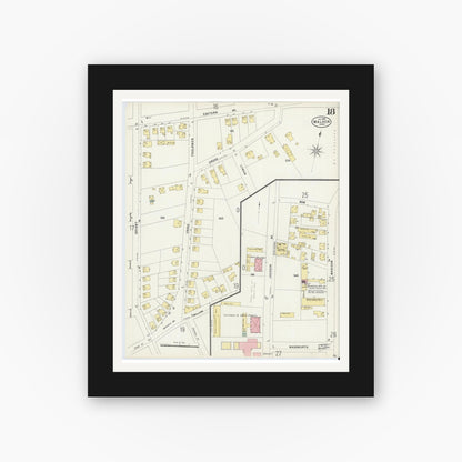 Old map wall art mockup — black gallery frame with white mat — Sanborn Fire Insurance Map from Malden, Middlesex County, Massachusetts (1897), Sheet #0018