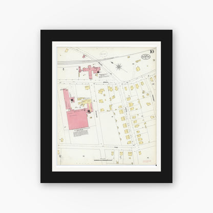 Old map wall art mockup — black gallery frame with white mat — Sanborn Fire Insurance Map from Newton, Sussex County, New Jersey (1903), Sheet #0010
