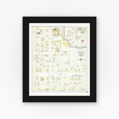 Old map wall art mockup — black gallery frame with white mat — Sanborn Fire Insurance Map from Edgerton, Williams County, Ohio (1913), Sheet #0005