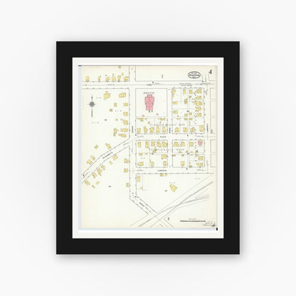 Old map wall art mockup — black gallery frame with white mat — Sanborn Fire Insurance Map from Minerva, Stark And Carroll Counties, Ohio (1915), Sheet #0004