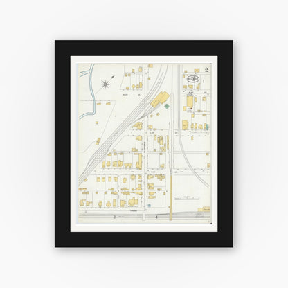 Old map wall art mockup — black gallery frame with white mat — Sanborn Fire Insurance Map from Bellwood, Blair County, Pennsylvania (1899), Sheet #0002