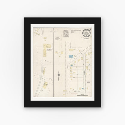 Old map wall art mockup — black gallery frame with white mat — Sanborn Fire Insurance Map from Highland, San Bernardino County, California (1918), Sheet #0001