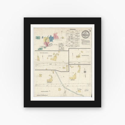 Old map wall art mockup — black gallery frame with white mat — Sanborn Fire Insurance Map from Tannersville, Greene County, New York (1912) - Complete Map Set