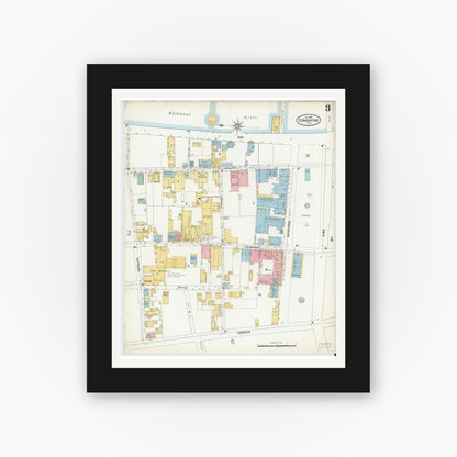 Old map wall art mockup — black gallery frame with white mat — Sanborn Fire Insurance Map from Saint Augustine, Saint John's County, Florida (1899), Sheet #0003