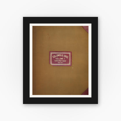 Old map wall art mockup — black gallery frame with white mat — Sanborn Fire Insurance Map from Columbus, Franklin County, Ohio (1951), Sheet #0001