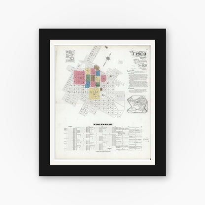 Old map wall art mockup — black gallery frame with white mat — Sanborn Fire Insurance Map from Cisco, Eastland County, Texas (1920) - Complete Map Set