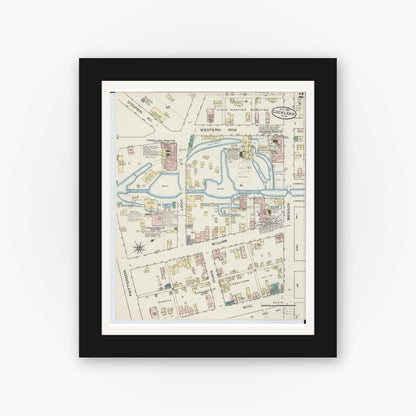 Old map wall art mockup — black gallery frame with white mat — Sanborn Fire Insurance Map from Lockland, Hamilton County, Ohio (1886), Sheet #0002