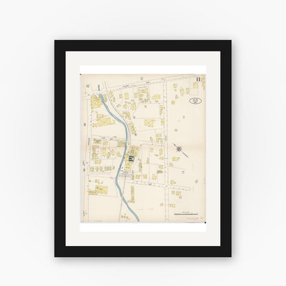 Old map wall art mockup — black gallery frame with white mat — Sanborn Fire Insurance Map from Hilo, Hawaii County, Hawaii (1914), Sheet #0011