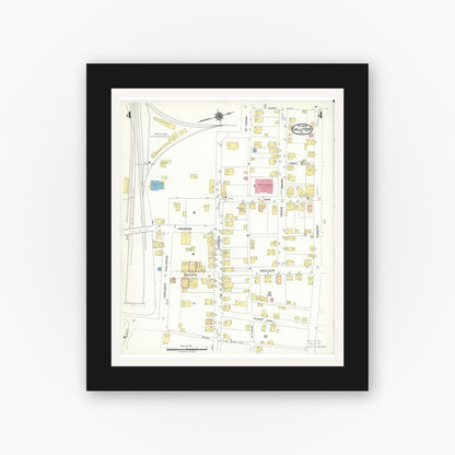 Old map wall art mockup — black gallery frame with white mat — Sanborn Fire Insurance Map from Gallitzin, Cambria County, Pennsylvania (1923), Sheet #0004