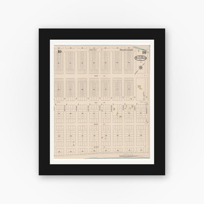 Old map wall art mockup — black gallery frame with white mat — Sanborn Fire Insurance Map from Beach Haven, Ocean County, New Jersey (1922), Sheet #0010