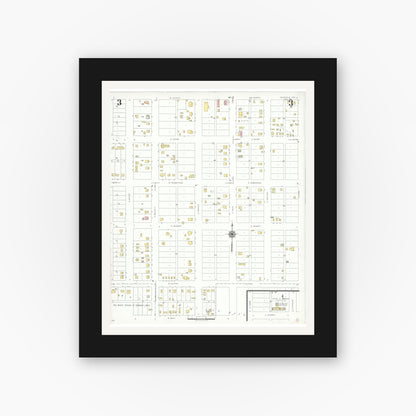 Old map wall art mockup — black gallery frame with white mat — Sanborn Fire Insurance Map from Seminole, Gaines County, Texas (1941), Sheet #0003