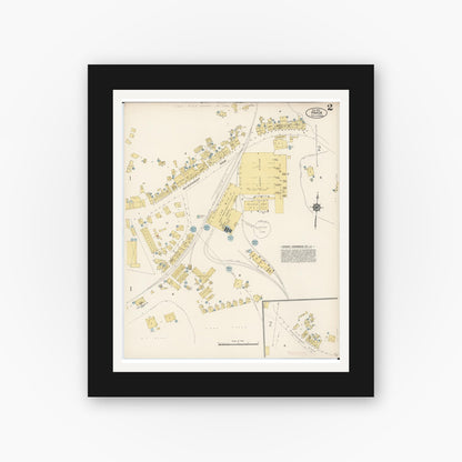 Old map wall art mockup — black gallery frame with white mat — Sanborn Fire Insurance Map from Pahoa, Hawaii County, Hawaii (1914), Sheet #0002