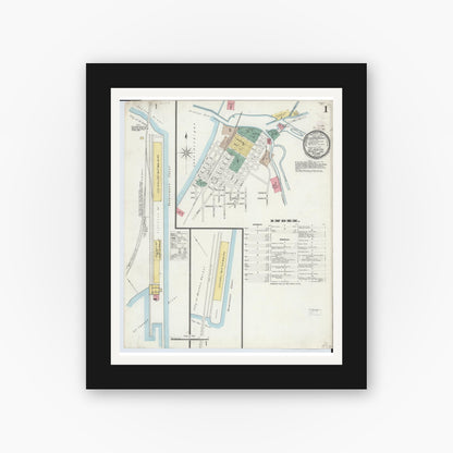 Old map wall art mockup — black gallery frame with white mat — Sanborn Fire Insurance Map from Saint Joseph, Berrien County, Michigan (1896) - Complete Map Set