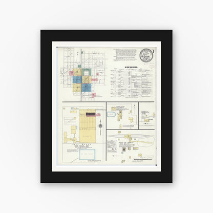 Old map wall art mockup — black gallery frame with white mat — Sanborn Fire Insurance Map from Du Quoin, Perry County, Illinois (1910) - Complete Map Set