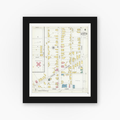 Old map wall art mockup — black gallery frame with white mat — Sanborn Fire Insurance Map from Hummelstown, Dauphin County, Pennsylvania (1902), Sheet #0002
