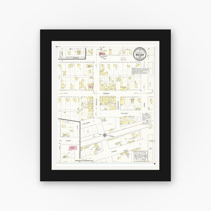 Old map wall art mockup — black gallery frame with white mat — Sanborn Fire Insurance Map from Walker, Linn County, Iowa (1913), Sheet #0001