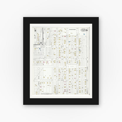 Old map wall art mockup — black gallery frame with white mat — Sanborn Fire Insurance Map from Lombard, Du Page County, Illinois (1925), Sheet #0009