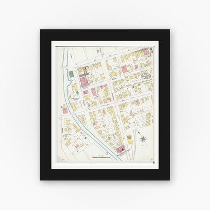 Old map wall art mockup — black gallery frame with white mat — Sanborn Fire Insurance Map from Middletown, Butler County, Ohio (1901), Sheet #0006