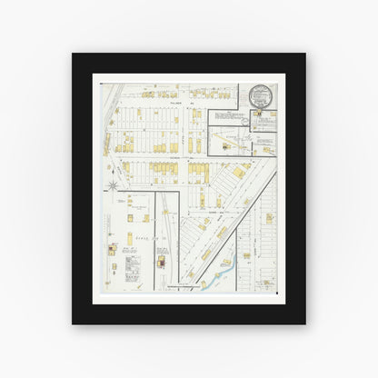 Old map wall art mockup — black gallery frame with white mat — Sanborn Fire Insurance Map from Sparta, Saint Louis County, Minnesota (1900), Sheet #0001