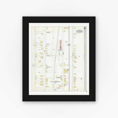 Old map wall art mockup — black gallery frame with white mat — Sanborn Fire Insurance Map from Duncannon, Perry County, Pennsylvania (1904), Sheet #0006