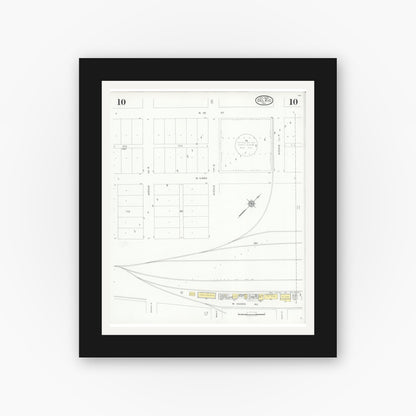 Old map wall art mockup — black gallery frame with white mat — Sanborn Fire Insurance Map from Del Rio, Val Verde County, Texas (1930), Sheet #0010