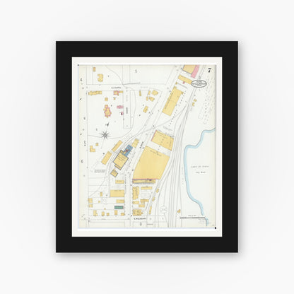Old map wall art mockup — black gallery frame with white mat — Sanborn Fire Insurance Map from Stillwater, Washington County, Minnesota (1904), Sheet #0007