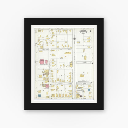 Old map wall art mockup — black gallery frame with white mat — Sanborn Fire Insurance Map from Tarpon Springs, Pinellas County, Florida (1919), Sheet #0004