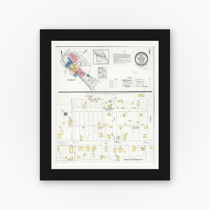 Old map wall art mockup — black gallery frame with white mat — Sanborn Fire Insurance Map from Potosi, Washington County, Missouri (1929) - Complete Map Set