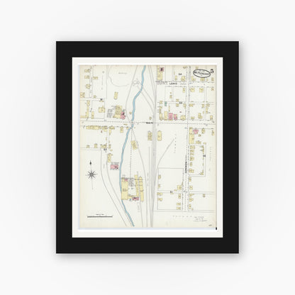 Old map wall art mockup — black gallery frame with white mat — Sanborn Fire Insurance Map from Mount Pleasant, Westmoreland County, Pennsylvania (1891), Sheet #0005